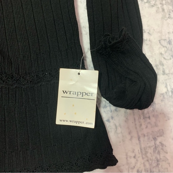 VTG Y2K Wrapper Black Cardigan Sweater Top S - Picture 8 of 10